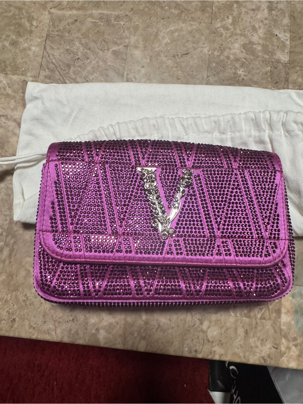 Versace Embellished Purple Sequin Women’s Evening Clutch
